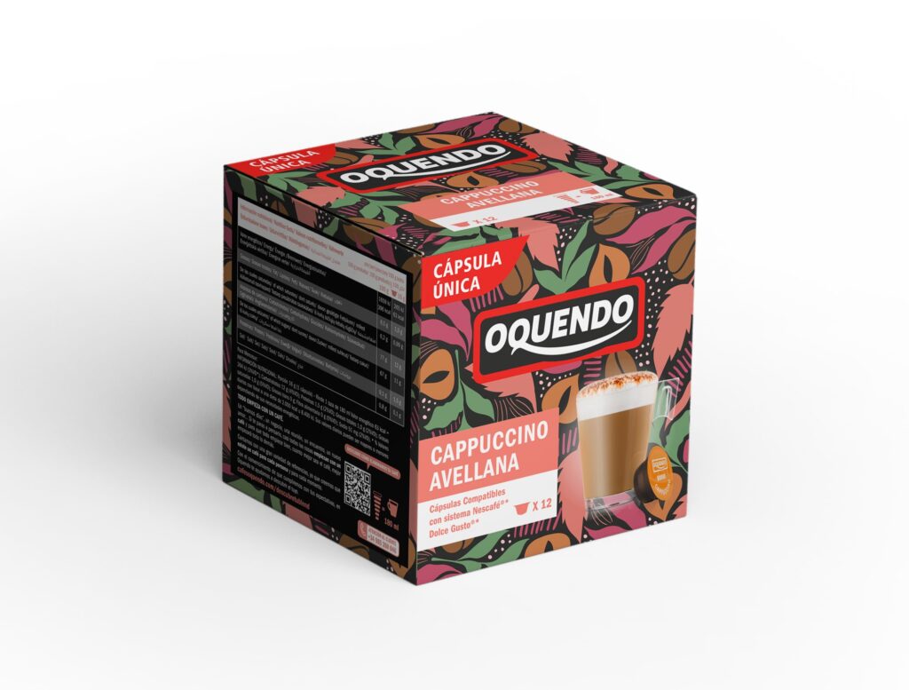 Oquendo DG Cappuccino Avallana Hazelnut Coffee Pods (Pack of 12)